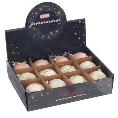 GAEM Набор из 12шт Украшение новогоднее "Шар", D 8 см, L34 W25 H9 см