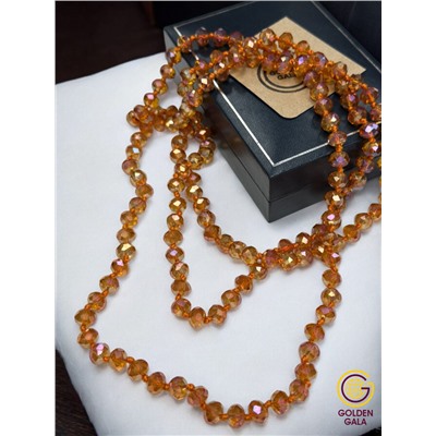 Бусы из хрусталя длинные цвет золотисто-коричневый с перламутром №34