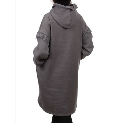 2247 DK. GRAY Толстовка-платье женская (85% хлопок, 10% полиэстер, 5% спандекс)