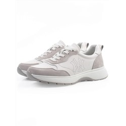 03-YC527-2 WHITE/GRAY Кроссовки женские (натуральная кожа)