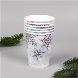 Стакан бумажный одноразовый «Снежинки», 200 мл, набор 6 шт.