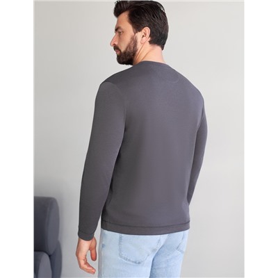 Джемпер хенли из полотна пике с меланжевым плетением с эластаном