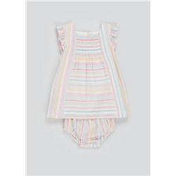 Girls Stripe Dress & Knickers Set (Newborn-23mths)
