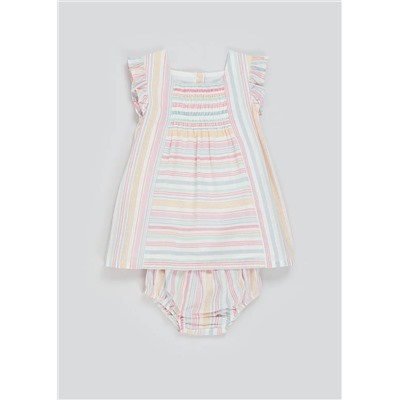 Girls Stripe Dress & Knickers Set (Newborn-23mths)