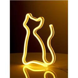 Неоновая вывеска «Кошка» 16 × 23 см, батарейки ААх3 (не в комплекте), USB, свечение тёплое белое