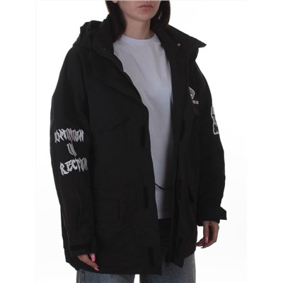 3104 BLACK Куртка демисезонная женская (100 гр. холлофайбер)