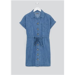 Papaya Petite Short Sleeve Denim Shirt Dress