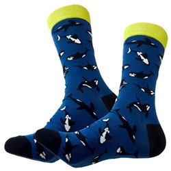 08854 Подводный мир | Носки "Сверххищники. Косатки", р-р 40-44 (темный джинс)