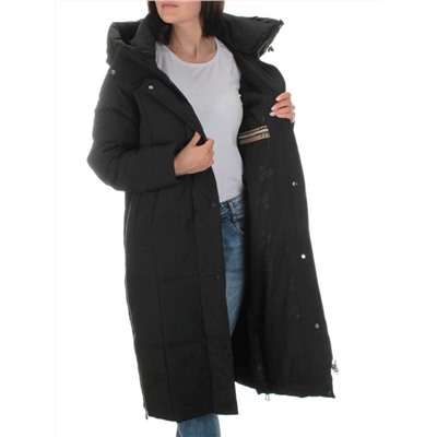 22361 BLACK Пальто зимнее женское облегченное (150 гр. холлофайбера)