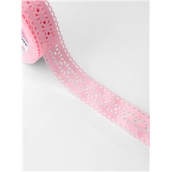 Лента декоративная, репсовая, ажурная, 25 мм, 9.1±0.5 м, розовая