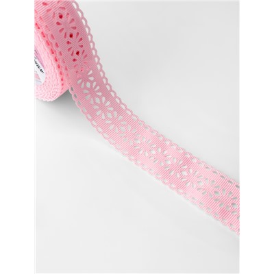 Лента декоративная, репсовая, ажурная, 25 мм, 9.1±0.5 м, розовая