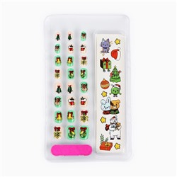 Накладные ногти детские с татуировками на новый год «Новогоднее настроение»