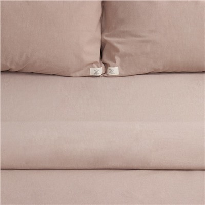 Постельное бельё Этель Denim 1.5 сп, 155×210 см, 160×240 см, 50×70-2 шт., бежевое, жатый хлопок