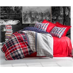 2 сп. Евро 4-х Сезонный КПБ со Стеганным Пододеяльником Ranforce MASCULINE Complete Set cotton box