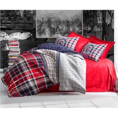 2 сп. Евро 4-х Сезонный КПБ со Стеганным Пододеяльником Ranforce MASCULINE Complete Set cotton box
