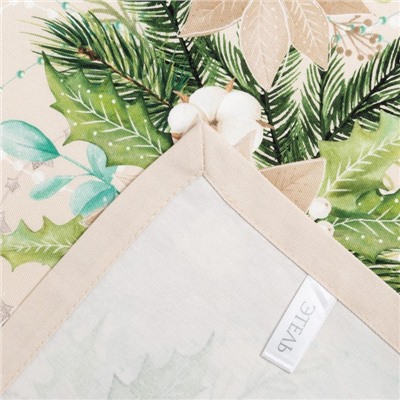 Дорожка на стол новогодняя Этель Beautiful Сhristmas 30×70 см, 100% хлопок, саржа 190 г/м², бежевая