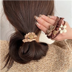 Набор резинок для волос с декором 7 шт. Бежево-Коричневые