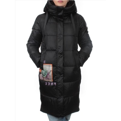9116 BLACK Пальто зимнее женское (холлофайбер 200 гр.)