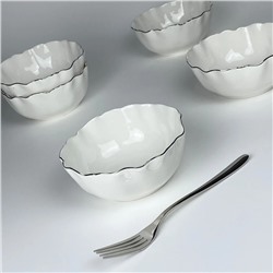 305-295 Набор из 6 салатников 15х6,5см ВАНЕССА СЕРЕБРО в под.уп.(х8)Фарфор