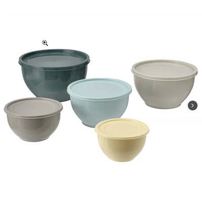 GARNITYREN Schüssel mit Deckel 5er-Set, versch. Farben