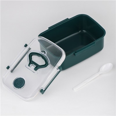 Ланч-бокс в школу, контейнер для еды «Антрима», 1.15 л, с ложкой, 18.5×14.5×7.7 см, пластик, зелёный