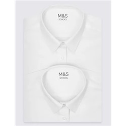 2pk Girls' Slim Fit Non-Iron School Blouses (2-16 Yrs)