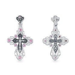 Крест с фианитом выборочно черненный серебро 925*