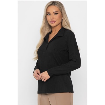 Лонгслив с воротничком Ритм жизни (черный) Б14408-6М