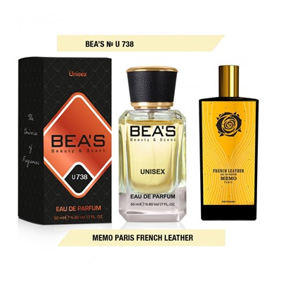 Beas U738 Memo Paris French Leather edp 50 ml, Парфюм унисекс Beas U738 создан по мотивам аромата Memo Paris French Leather