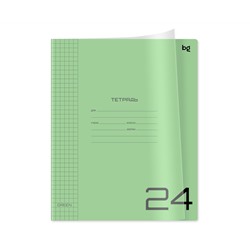 Тетрадь 24л., клетка BG "UniTone. Green", пластиковая прозрачная обложка