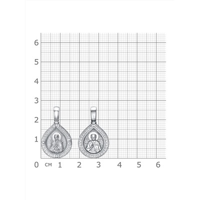Образ (БМ Семистрельная/Свт.Николай) из серебра литье родированный