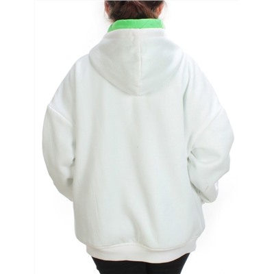 2562 WHITE/GREEN Худи женское (50 гр. синтепон)