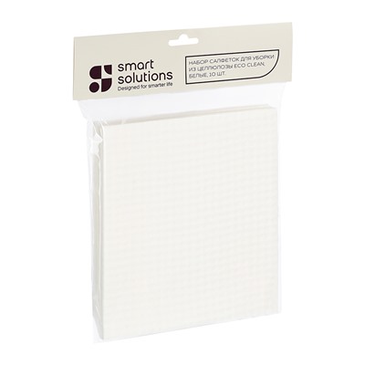 Набор салфеток для уборки из целлюлозы Eco Clean, белые, 10 шт.