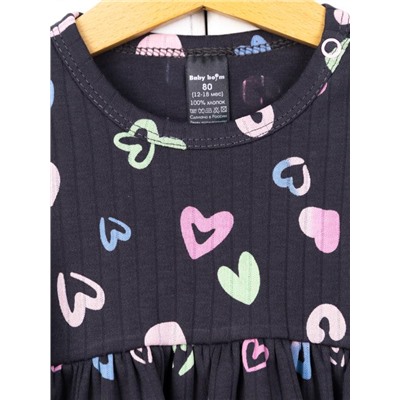 Платье для девочки Baby Boom С246/1-И я729 Сердечки на графите