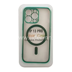 Задняя панель для  iPhone 13 Pro 6.1" Силикон с MagSafe (блистер) прозрачная/зеленая