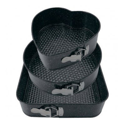 Набор форм Zeidan Z-1273 3 пр сердце 22х20х8см круглая 24 х7см квадратная 26х26х7см"GRANITE"(12)