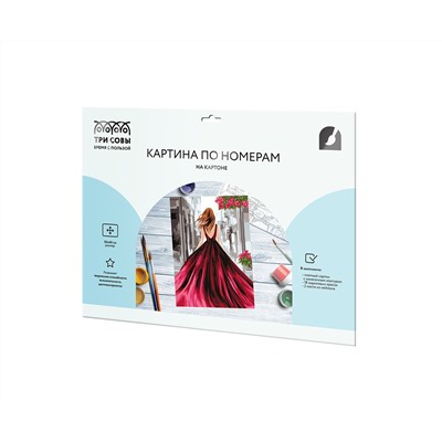 Картина по номерам на картоне ТРИ СОВЫ "Девушка в вечернем платье", 30*40, с акриловыми красками и кистями
