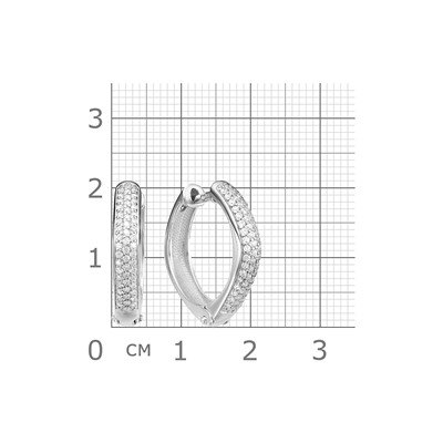 Серьги с фианитом родированные серебро 925*
