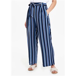 Papaya Petite Stripe Wide Leg Belted Trousers