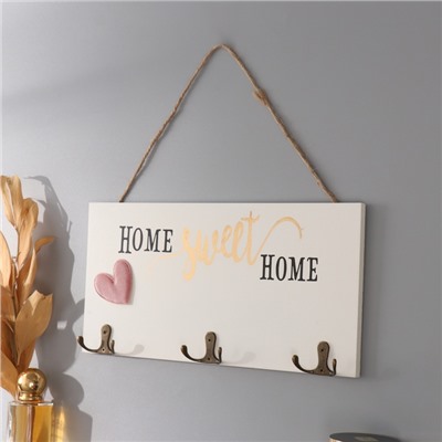 Настенные крючки декоративные «Дом, милый дом. Сердце», дерево, с золотом, 30×15 см