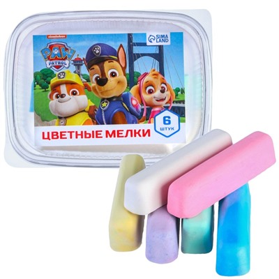 Мелки цветные, 6 цветов, «Щенячий патруль»