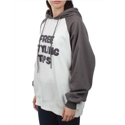 3255 GRAY/WHITE Худи женское (95% хлопок, 5% эластан)