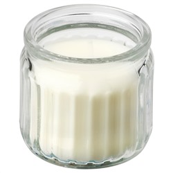 JÄMLIK, Duftkerze im Glas, Vanille/hellbeige,, 12 Std.