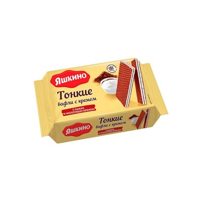«Яшкино», вафли тонкие с какао и молочным кремом, 144 г