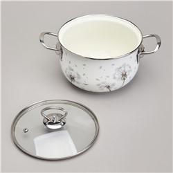 КАСТРЮЛЯ AGNESS ЭМАЛИРОВАННАЯ СО СТЕКЛЯННОЙ КРЫШКОЙ СЕРИЯ "DANDELION", 2,8 Л ДИА. 20СМ