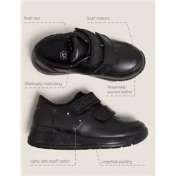 Kids' Leather Light Up Riptape School Shoes (8 Small - 1 Large)
