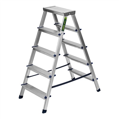 Стремянка двусторонняя 5 ступеней, алюминиевая, Сибртех