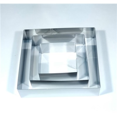 Набор форм RA-6179 колец для торта CAKE BAKING TOOL квадратные 3-формы размер-10/15/20см(60)