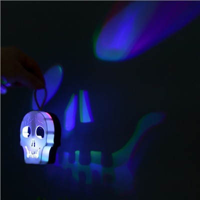 Фигурка светящаяся RISALUX «Череп», LED-ночник, 1 Вт, RGB, от батареек LR1130, бело-чёрный, 9.5×4×5 см