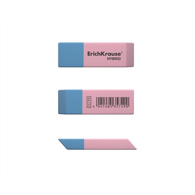 Ластик ErichKrause® Hybrid, 54x18x7,5мм, красно-синяя, дисплей, 35749